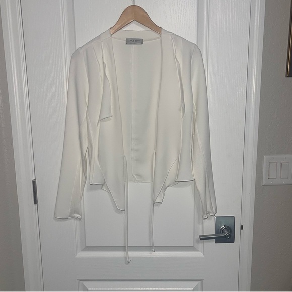 Lola & Sophie NYC Anthropologie Dobby Jacket Eggshell OffWhite Sleek Minimalist - Picture 2 of 8